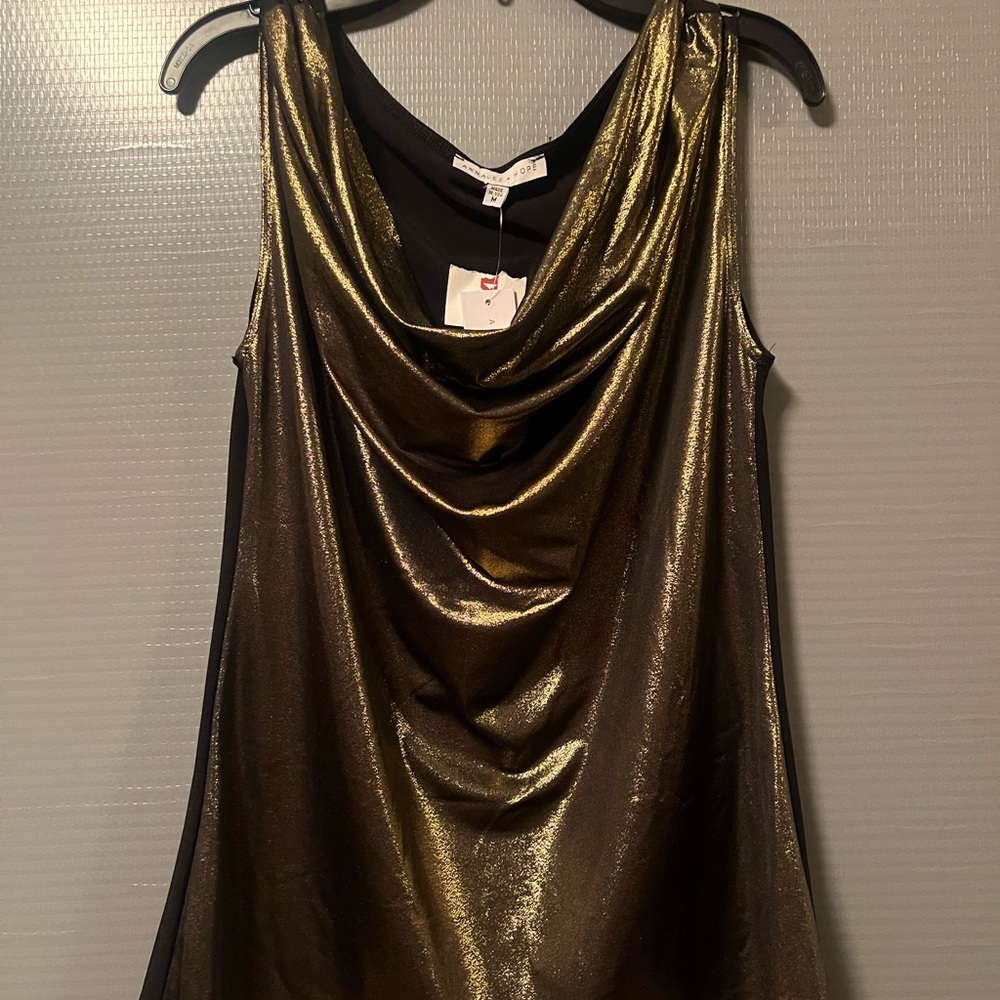 Annalee + Hope Metallic Gold Top